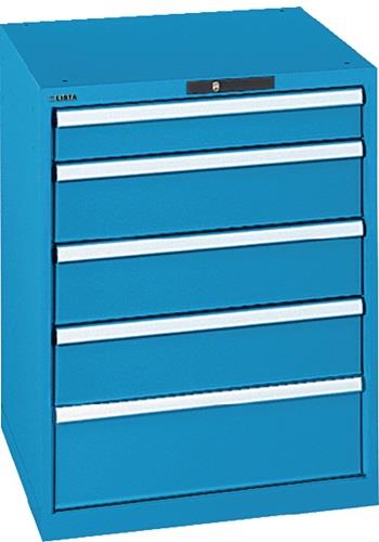 Schubladenschrank H850xB717xT725mm blau/blau 5 Schubl.Vollauszug,KeyLock || VE = 1 ST