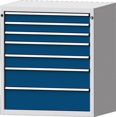 Schubladenschrank H1000xB910xT675mm lichtgrau/enzianblau 7 Schubl.Vollauszug || VE = 1 ST