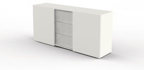 Sideboard M-ove H740xB1600xT500mm weiß 2 Türen,3 Schubl.mittig || VE = 1 ST