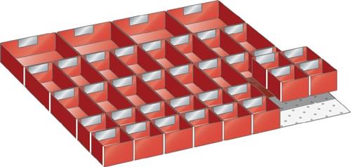 Schubladenunterteilungsmaterial Front-H.75mm 36 Einsatzkästen || VE = 1 ST