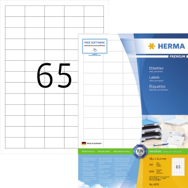 HERMA Etikett PREMIUM 4270 38,1x21,2mm weiß 6.500 St./Pack.