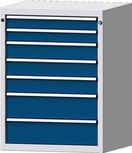 Schubladenschrank H1000xB760xT675mm lichtgrau/enzianblau 7 Schubl.PROMAT || VE = 1 ST