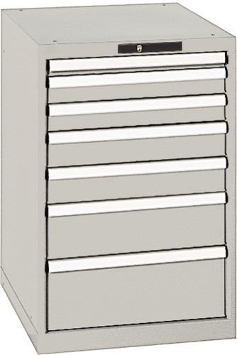 Schubladenschrank H850xB564xT725mm grau/grau 7 Schubl.Vollauszug,KeyLock || VE = 1 ST