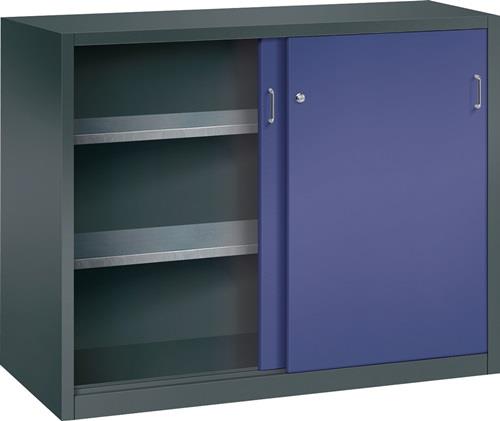 Schiebetürenschrank H1000xB1200xT500mm grau/ taubenblau NCS 2 Fbd.PROMAT || VE = 1 ST