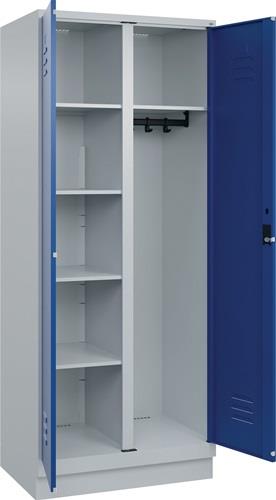 Kleider-Wäscheschrank Classic H1950xB800xT500mm STA grau/blau Anz.Abt.2 m.Sockel || VE = 1 ST