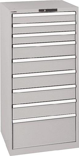 Schubladenschrank H1450xB717xT725mm lichtgrau 9 Schubl.Vollauszug,CodeLock LISTA || VE = 1 ST