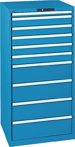 Schubladenschrank H1450xB717xT725mm blau 1x50,5x100,4x200mm Vollausz.CodeLock || VE = 1 ST