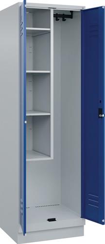 Putzmittelschrank Classic PLUS H1950xB600xT500mm m.Sockel lichtgrau/enzianblau || VE = 1 ST