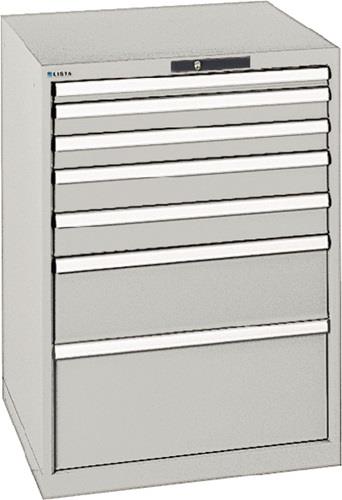 Schubladenschrank H1000xB717xT725mm lichtgrau 7Schubl.Vollauszug,KeyLock || VE = 1 ST