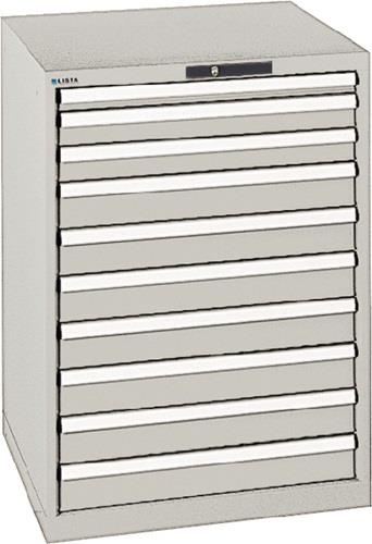 Schubladenschrank H1000xB717xT725mm lichtgrau 10Schubl.Vollauszug,KeyLock || VE = 1 ST