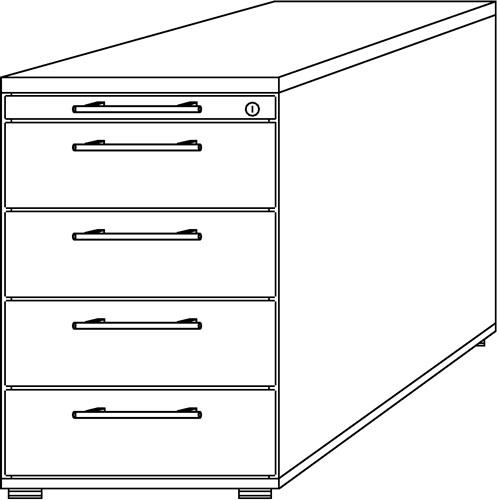 Standcontainer Belo H720-760xB428xT800mm Ahorndekor 4 Schubalden HAMMERBACHER || VE = 1 ST