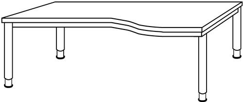 Schreibtisch Sero H685-810xB1800xT800mm weiß ger.Form 4-Fuß-Gestell || VE = 1 ST