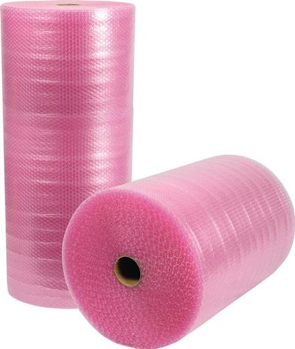 Luftpolsterfolie 3-lagig rosa,ESD B600xL50xS100mm Noppen-D10xH4mm rosa,ESD || VE = 1 ST