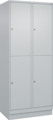 Garderobenschrank m.Sockel H1950xB800xT500mm lichtgrau 2x2 Abt.C+P || VE = 1 ST