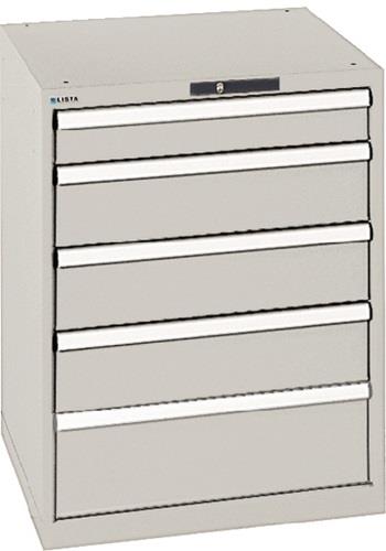 Schubladenschrank H850xB717xT725mm grau/grau 5 Schubl.Vollauszug,KeyLock || VE = 1 ST