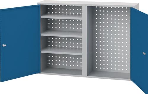 Hängeschrank H750xB1000xT200mm Vollblechtüren Stahlbl.lichtgrau/signalblau BEDRU || VE = 1 ST