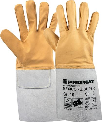 Schweißerhandschuhe Mexico Z Super Gr.11 gelb/grau Ziegennappa-/Spaltleder 10 PA || VE = 10 PA