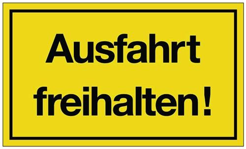 Hinweiszeichen Ausfahrt freihalten! L250xB150mm gelb schwarz Ku. || VE = 1 ST