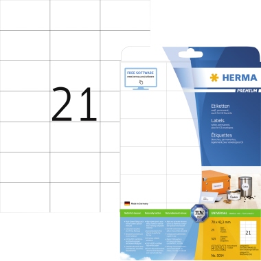 HERMA Etikett PREMIUM 5054 70x42,3mm weiß 525 St./Pack.