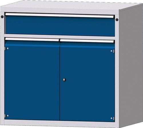 Schubladenschrank H1000xB1060xT675mm grau/blau 1 Schubl.Vollauszug 1Tür PROMAT || VE = 1 ST