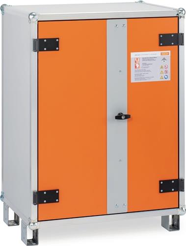 Sicherh.-Schrank H1110xB800xT660mm grau/orange m.Füßen Ladeschrank CEMO || VE = 1 ST