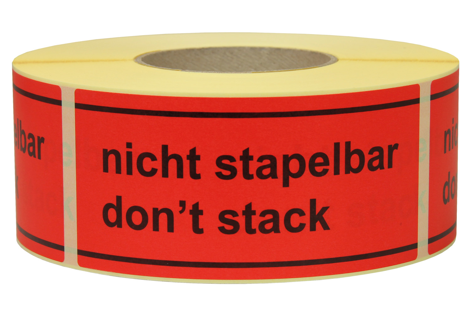 Warn- und Hinweisetiketten 145x70mm, aus Papier rot,  nicht stapelbar, don't stack