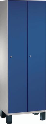 Garderobenschrank m.Füßen H1980xB600xT525mm lichtgrau/ enzianblau 2 Abt.C+P || VE = 1 ST