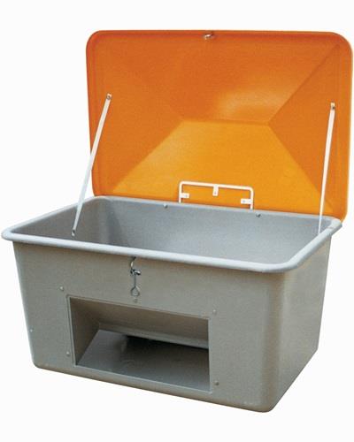 Streugutbehälter L1630xB1210xH1010mm 1100l GFK grau/orange o.Entnahmeöffnung || VE = 1 ST