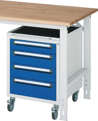 Unterbauschrank H690xB480xT600mm grau/blau 4Schubl1x90,2x120,1x150mm Einfachausz || VE = 1 ST