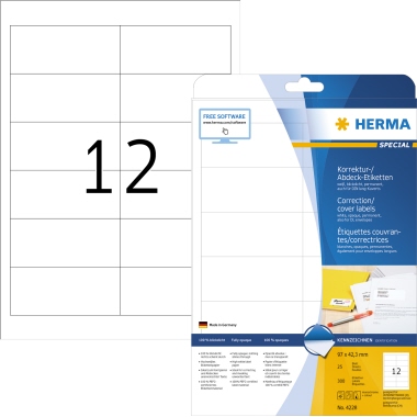 HERMA Etikett 4228 deckend 96,5x42,3mm weiß 300 St./Pack.