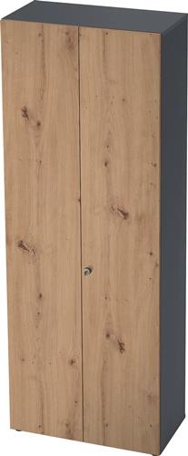 Schrank H2156xB800xT420mm Graphit/Asteiche 6 OH 2 Türen Knaufgriff || VE = 1 ST