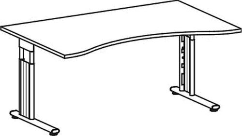 Schreibtisch Cyros H680-820xB1800xT1000/800mm Ahorndek.ergo.Form C-Fuß GERAMÖBEL || VE = 1 ST