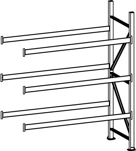 Weitspannregal H2500xB1800xT800mm Anbauregal 4 Stahlböden Trgf.600kg META || VE = 1 ST