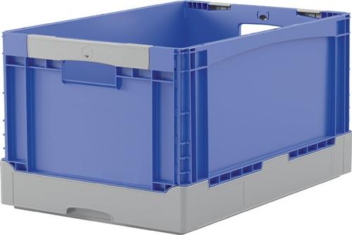 Faltbox L600xB400xH320mm Inh.65l grau/blau o.Deckel PP Durchfassgriffe BITO || VE = 1 ST