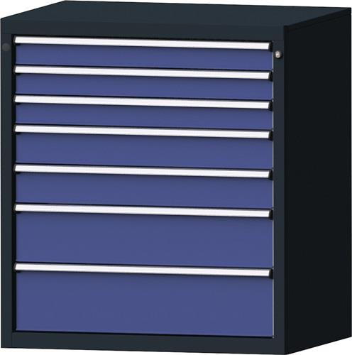 Schubladenschrank H1000xB910xT675mm grau/taubenblau NCS 7 Schubl.Vollauszug || VE = 1 ST