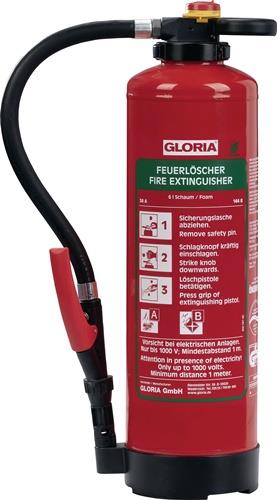 Schaumfeuerlöscher 6l Aufladegerät Brandkl.34 A 144 B m.Wandh.GLORIA || VE = 1 ST