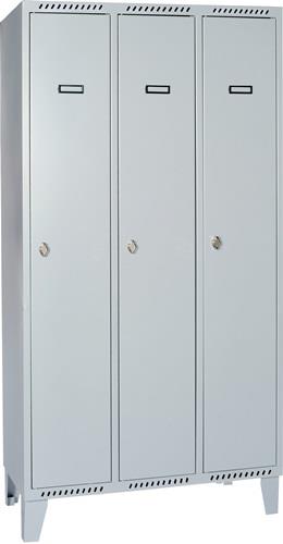 Garderobenschrank m.Füßen H1850xB925xT500mm lichtgrau/ lichtgrau 3 Abt.PROMAT || VE = 1 ST