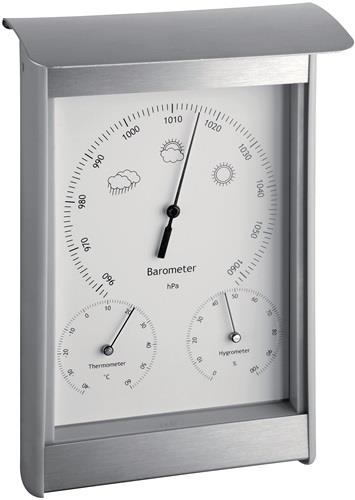 Wetterstation H215xB145xT70mm silber/weiß Alu/KU f.innen/außen TFA || VE = 1 ST