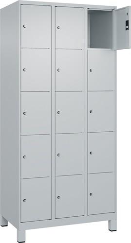 Fächerschrank Classic PLUS H1950xB900xT500mm m.Füßen Anz.Fächer 3x5 lichtgrau || VE = 1 ST