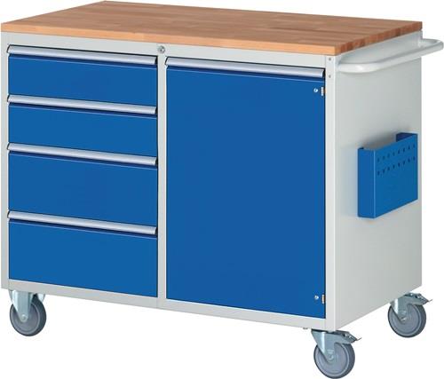 Werkstattwagen Buchenplatte H975xB1145xT650mm grau/blau Schubl.xH 2x150,2x210mm || VE = 1 ST