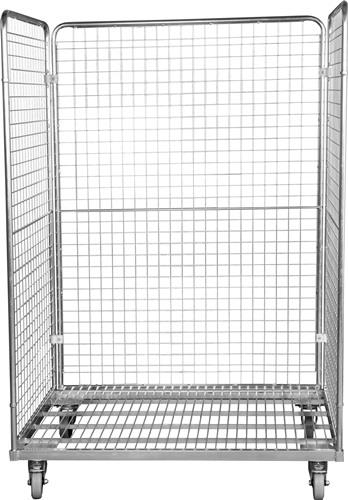 Rollbehälter L1200xB800xH1820mm 3 Seitenwände Elastic,grau Bereifung || VE = 1 ST