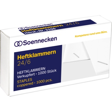 Soennecken Heftklammern 3150 24/6 verkupfert 1.000 St./Pack.