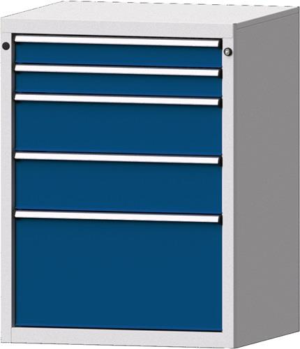 Schubladenschrank H1000xB760xT675mm lichtgrau/enzianblau 5 Schubl.PROMAT || VE = 1 ST