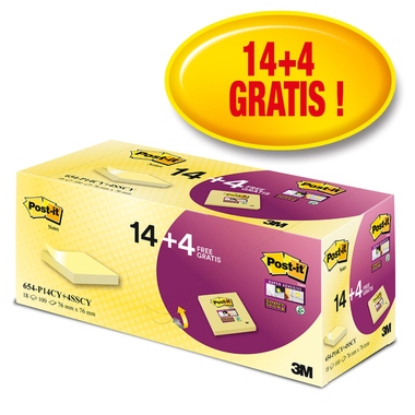 Post-it Haftnotiz Promotion Super Sticky 654-P14CY+4SSCY ge 18 St.