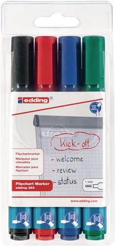 Flipchartmarker 383 schwarz/rot/blau/grün Strich-B.1-5mm Keilspitze EDDING || VE = 1 ST