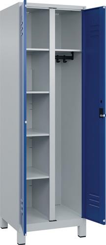 Kleider-Wäscheschrank Classic H1950xB600xT500mm STA grau/blau Anz.Abt.2 m.Füßen || VE = 1 ST