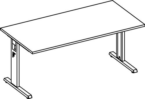 Schreibtisch Bela H650-850xB1600xT800mm weiß ger.Form C-Fuß || VE = 1 ST