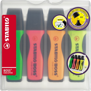 STABILO Textmarker BOSS EXECUTIVE 73/4 2-5mm sortiert 4 St./Pack.