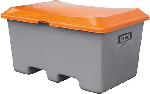 Streugutbehälter L1210xB820xH680mm 400l GFK grau/orange o.Entnahmeöffnung || VE = 1 ST