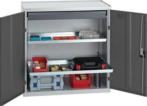 Werkzeug-/Beistellschrank H1000xB1000xT500mm 1Schubl.2BD grau/anthrazitgrau || VE = 1 ST